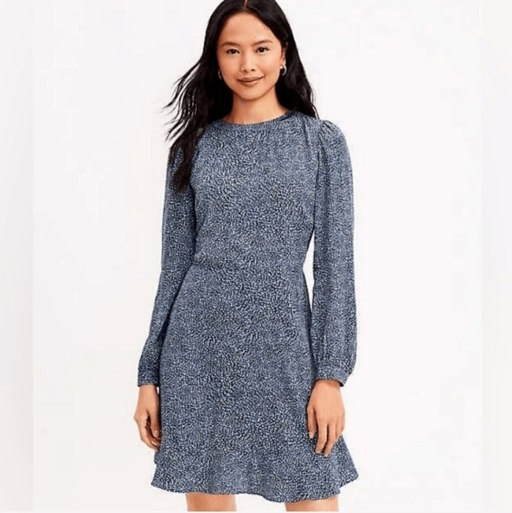 LOFT Blue Long Sleeve Dress